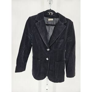 Vintage Trent Mens Sz M 2 Button Suit Blazer Jacket Black Velvet Velour